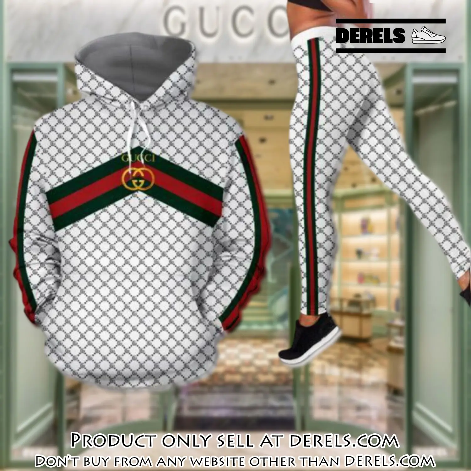 Gucci white hoodie legging set luxury for women dr1955125